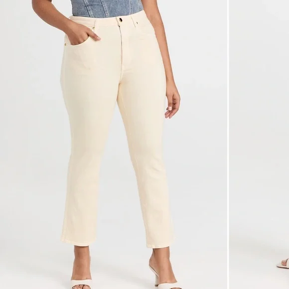 Khaite Cream Straight-Leg ankle slight flare Jeans - Picture 8 of 8